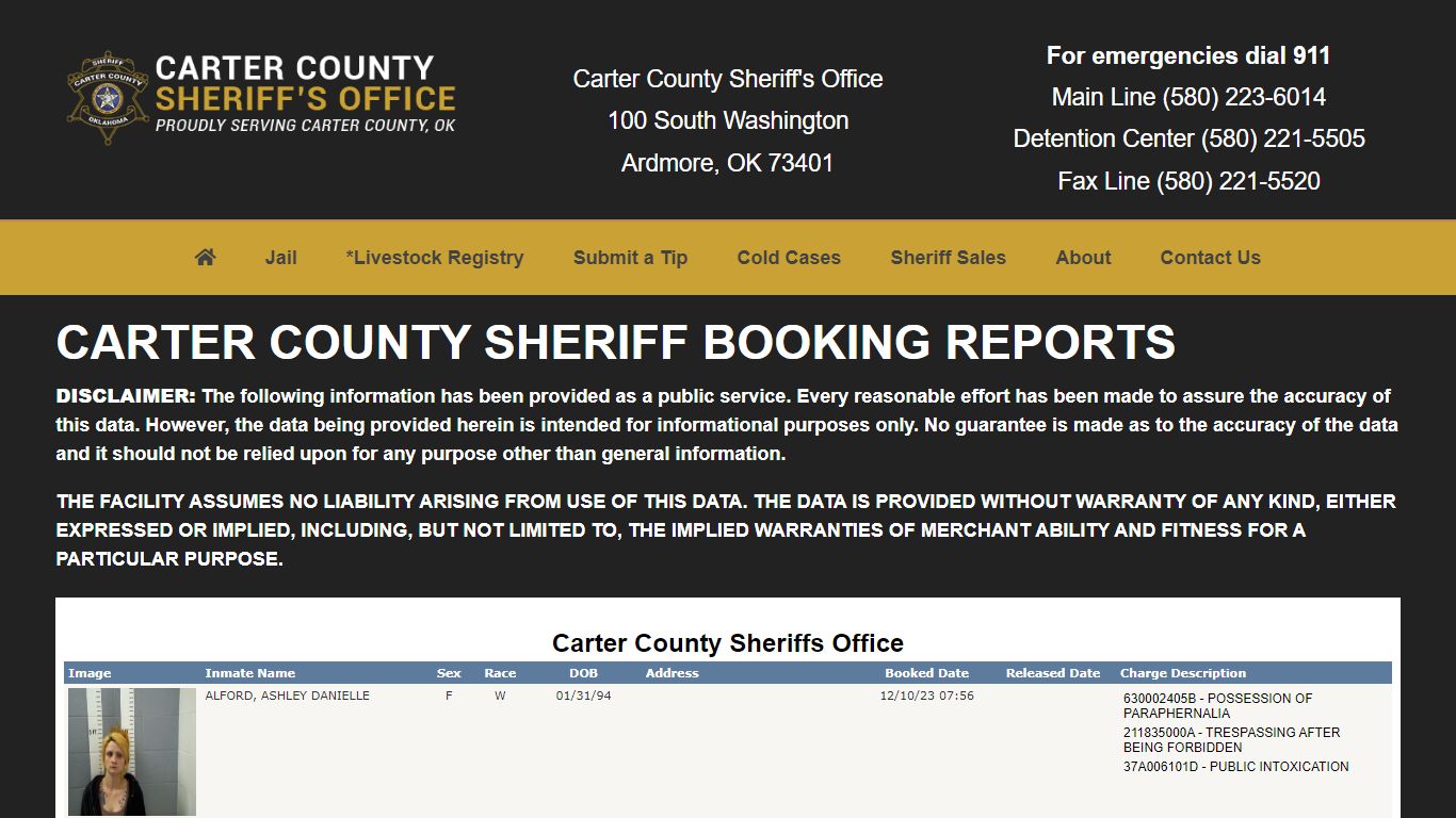 Inmate Search - Carter County Sheriff's Office