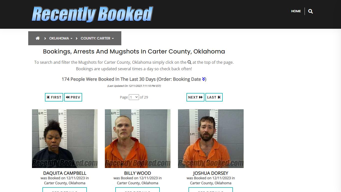 Bookings, Arrests and Mugshots in Carter County, Oklahoma - Recently Booked